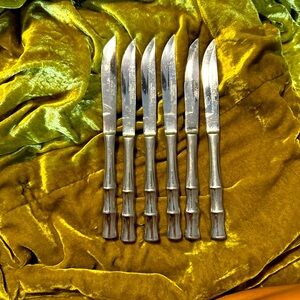 Vintage Walden bamboo stainless steal steak knife set of 6
